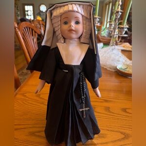 Vintage Nun Doll in Black and White Habit